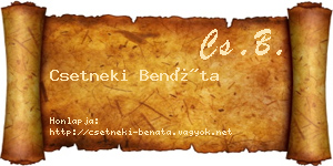 Csetneki Benáta névjegykártya